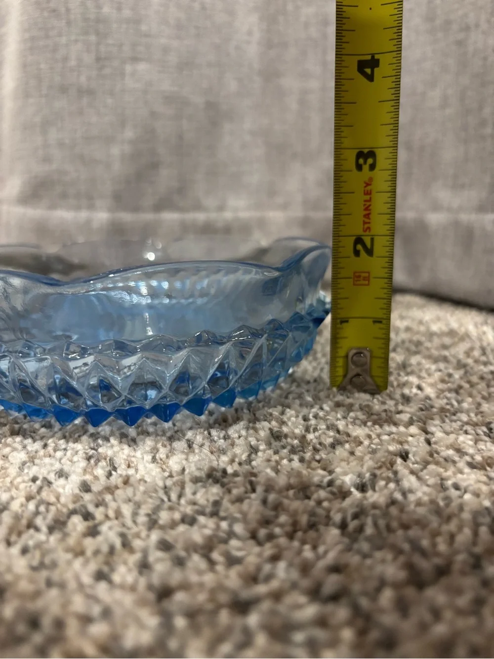 Vintage Indiana Glass Regal Blue Diamond Point Mayonnaise Bowl & Under plate Set